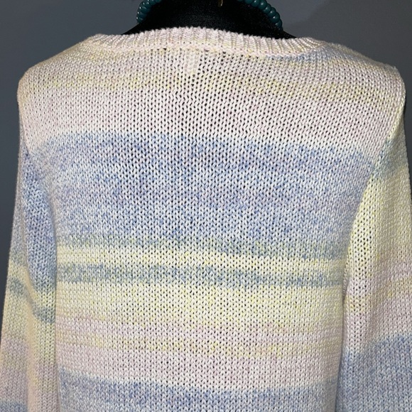 Talbots Size L 3/4 Sleeve Loose Knit Pastel Sweater - Picture 8 of 12